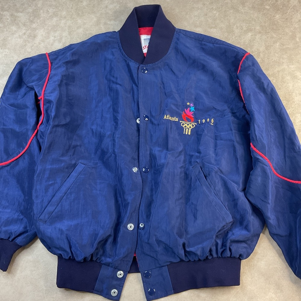 Vintage Atlanta Olympics 1996 Starter Jacket Bomber 90s Snap Front Logo Men XL‎ - Picture 6 of 11